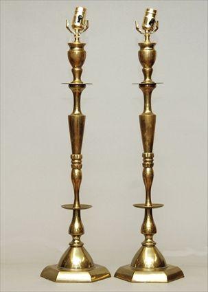 Appraisal: Pair of Brass Candlesticks mounted as Lamps