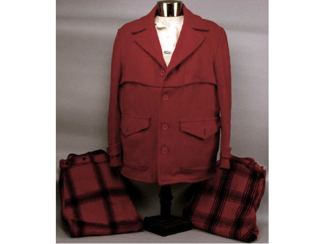 Appraisal: Excellent circa - 's quality red wool coat with pair