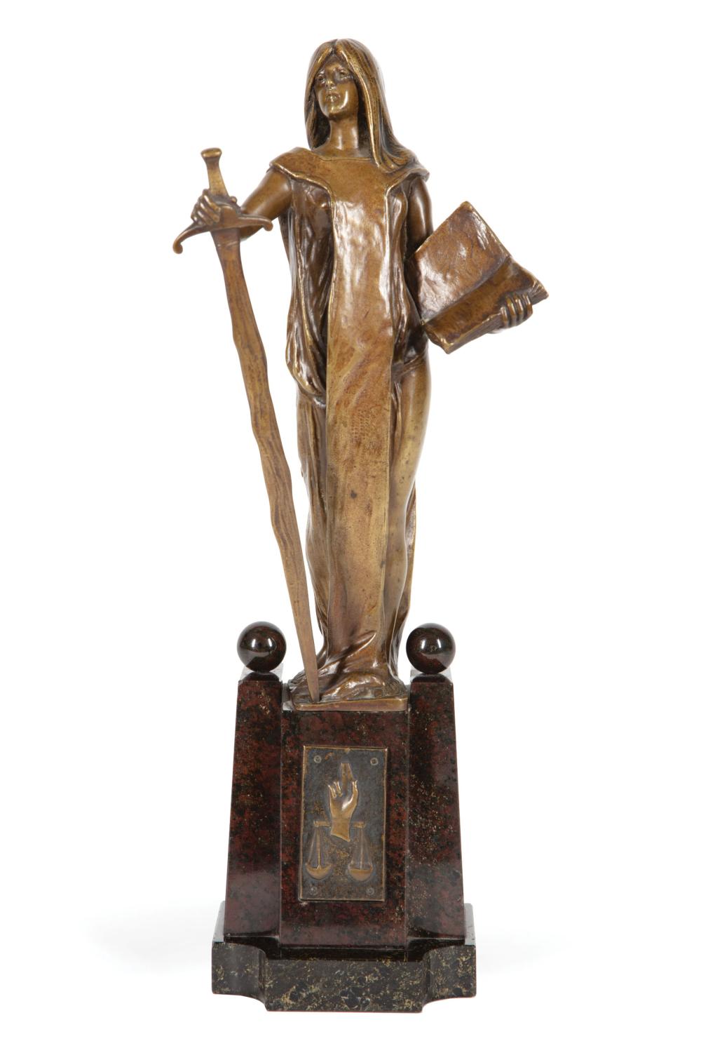 Appraisal: Paul Ludwig Kowalczewski German - Justice patinated bronze signed P