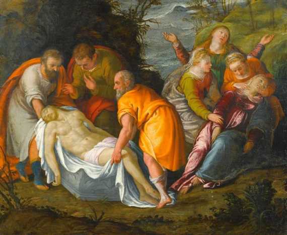 Appraisal: SUSTRI LAMBERT Amsterdam circa - Venice attributed The Entombment Oil