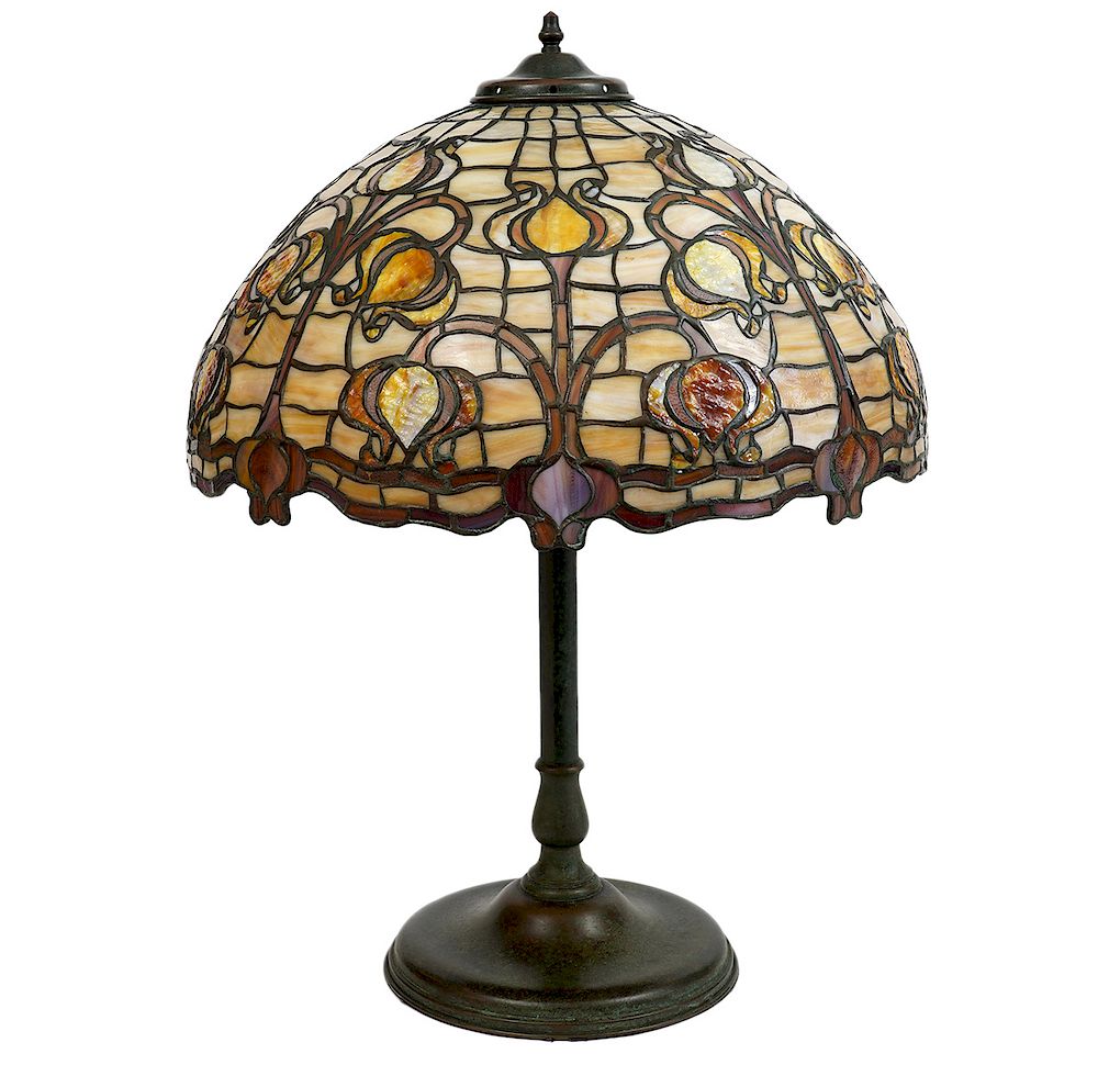 Appraisal: Mosaic Lamp Attrb to Unique Lamp Co Mosaic stained glass