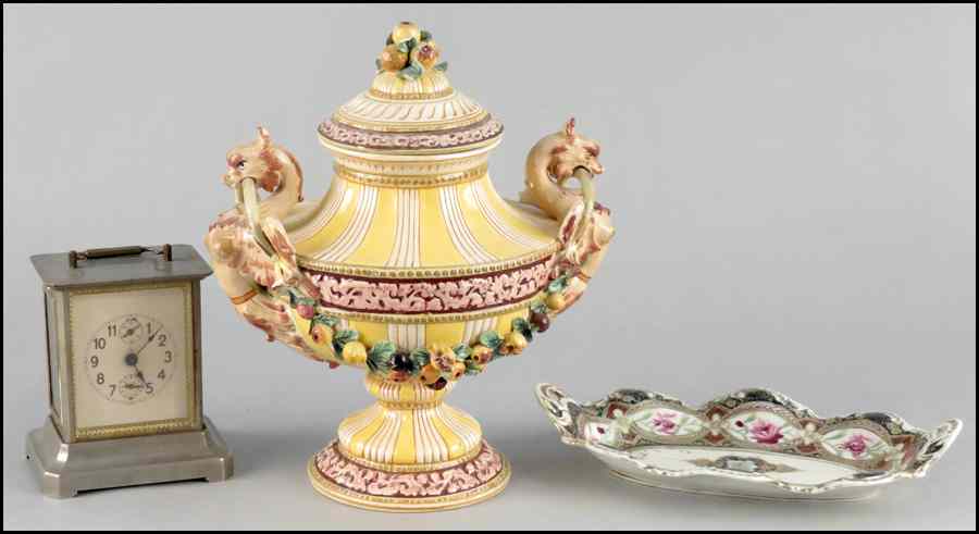 Appraisal: ITALIAN FAIENCE COVERED URN Together with a Royal Nippon porcelain