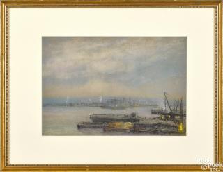 Appraisal: Johann Berthelsen American - pastel industrial river scene signed lower