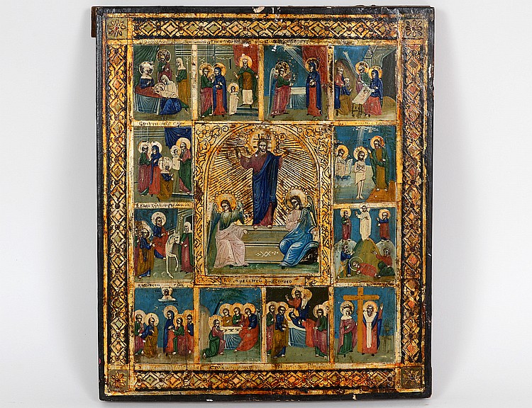 Appraisal: AN ANTIQUE RUSSIAN ICON The Resurrection and The Descent into