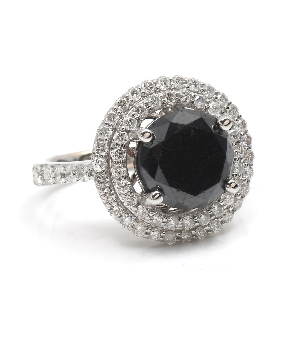 Appraisal: K BLACK DIAMOND RING CT round brilliant cut black diamond