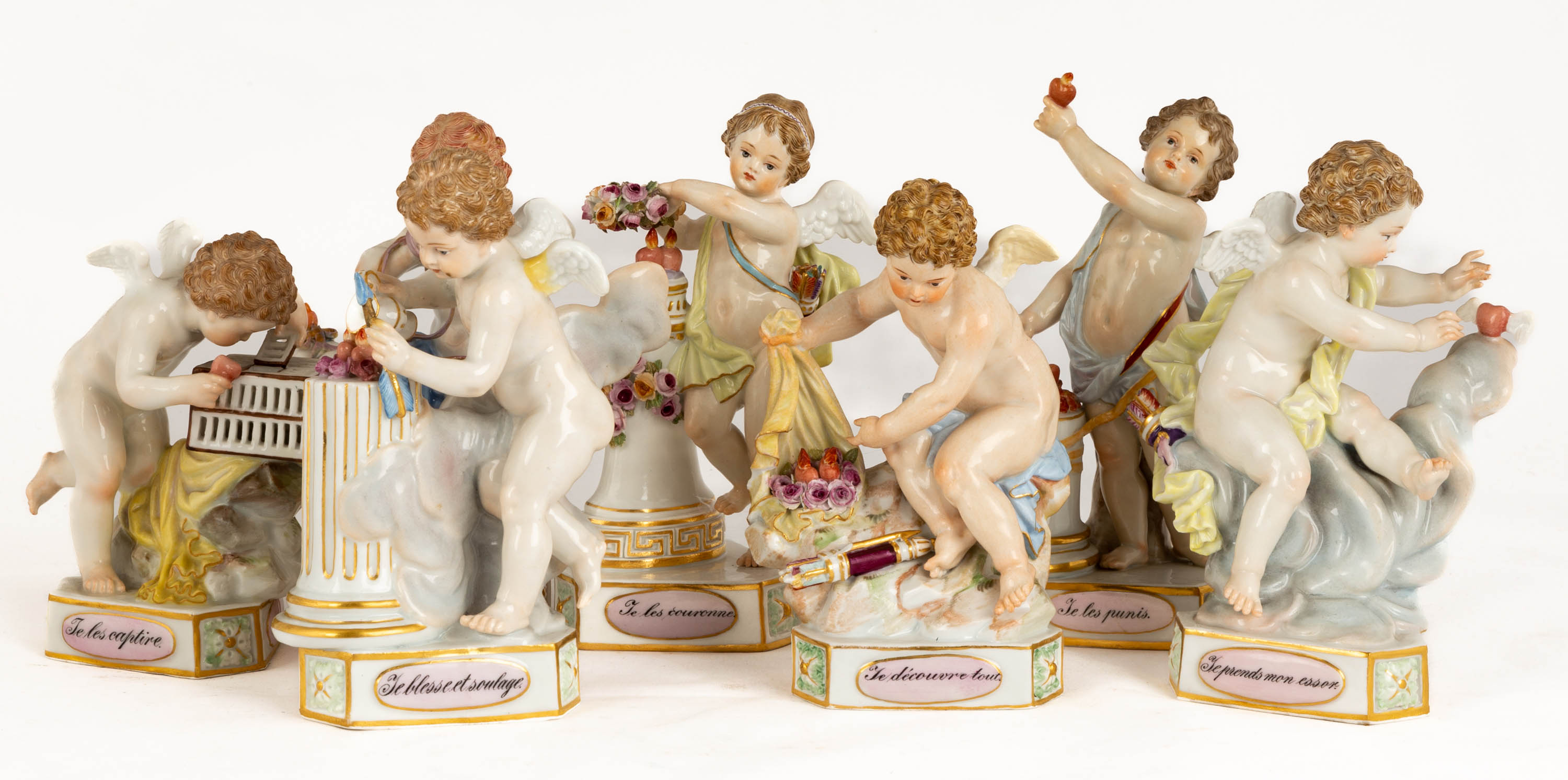 Appraisal: MEISSEN PORCELAIN DEVISENKINDERS th century marked with blue crossed swords