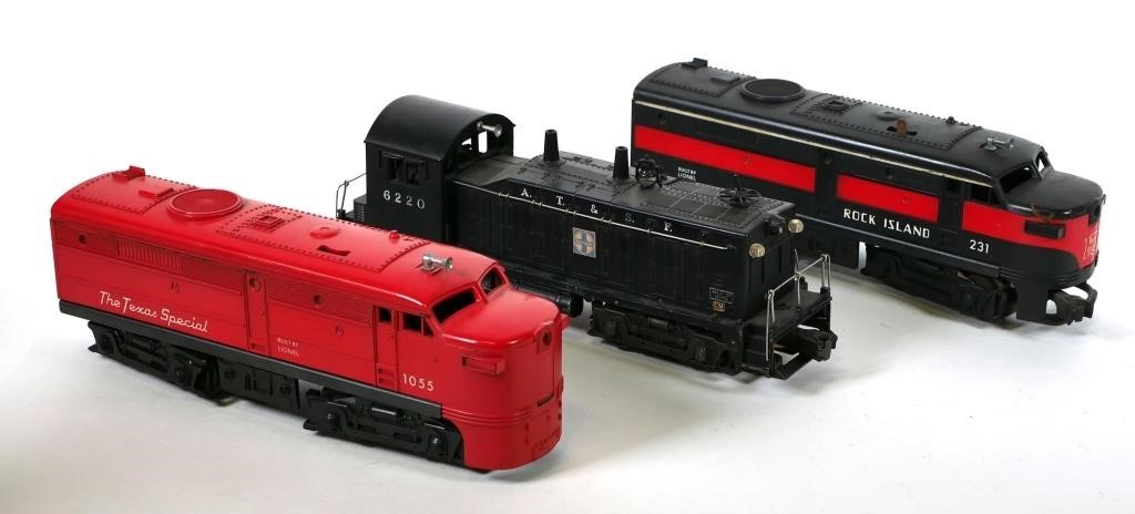 Appraisal: LIONEL O GAUGE DIESEL ENGINES AND SWITCHERThree Locomotives including Texas