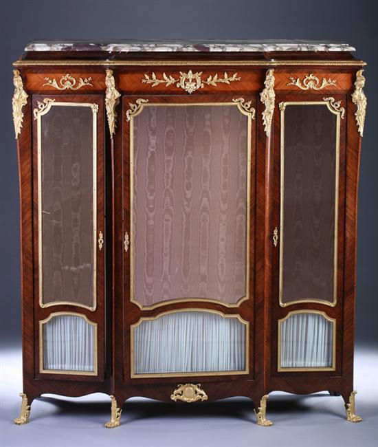 Appraisal: FRENCH PARQUETRY INLAID BRONZE DORE MOUNTED KINGWOOD VITRINE Third quarter