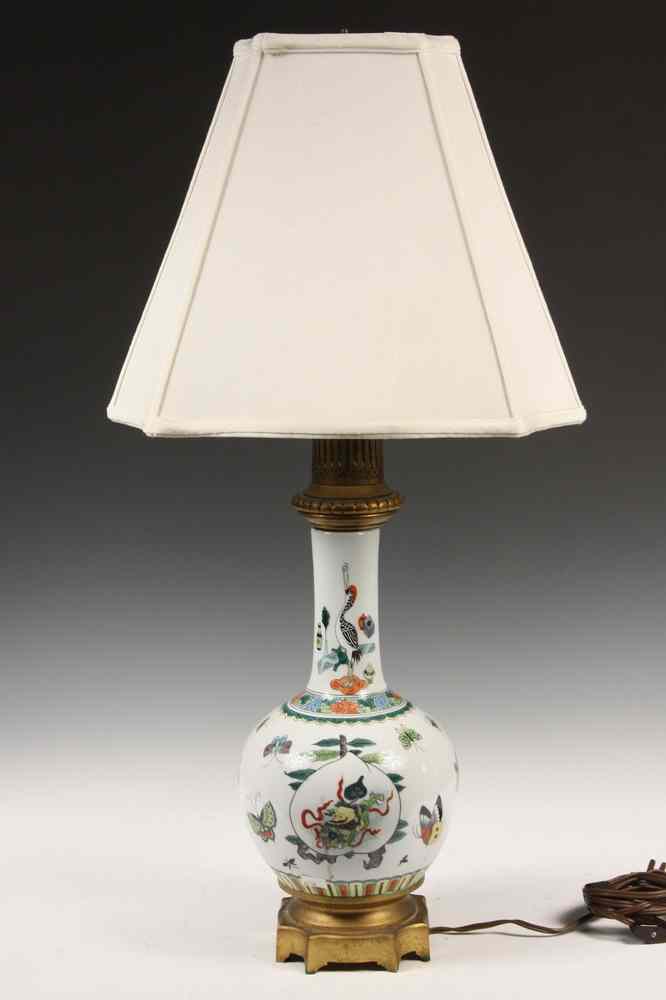 Appraisal: CHINESE BUTTERFLY VASE LAMP - th c Chinese Vase converted