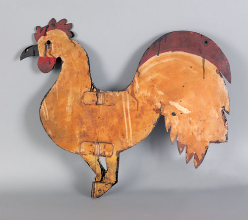 Appraisal: Sheet iron rooster weathervane late th c l