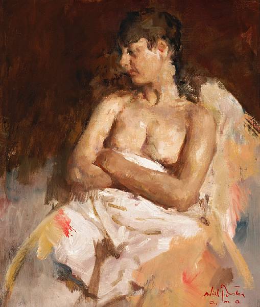 Appraisal: William Frederick Foster American - Seated nude with arms folded