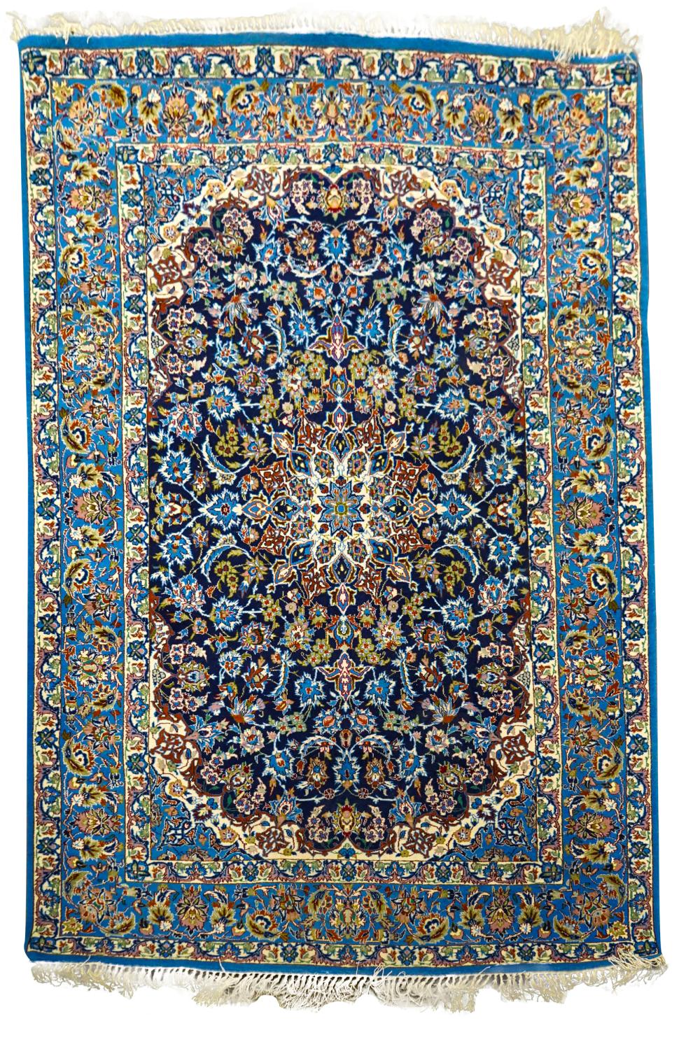 Appraisal: ISFAHAN THROW RUGCondition could use a cleaning fair condition '