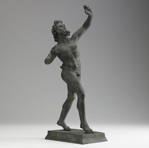 Appraisal: BRONZE STATUE Dancing Faun with verdigris patina probably Italian early