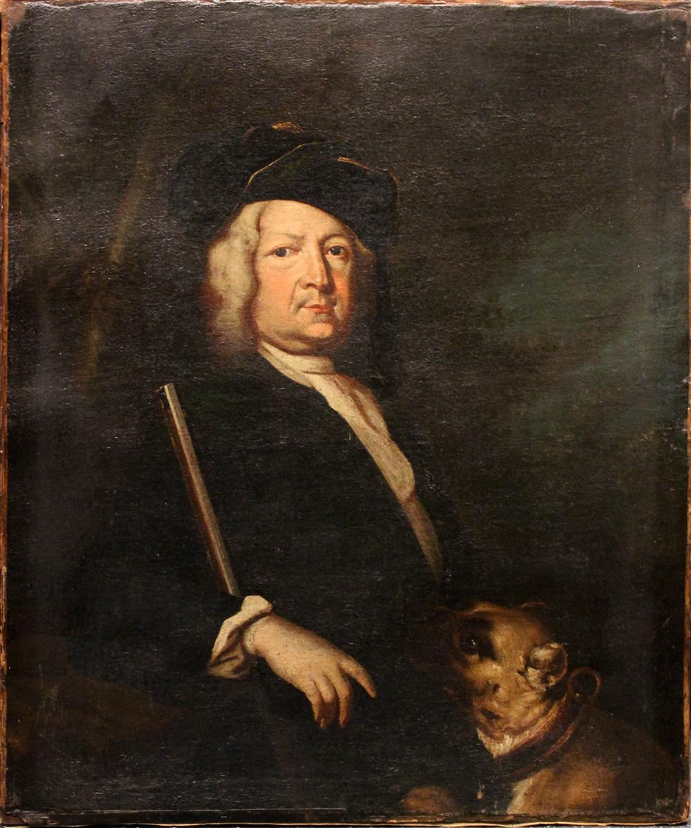 Appraisal: CONTINENTAL SCHOOL TH CENTURY A GENTLEMAN HUNTER AND HIS DOG