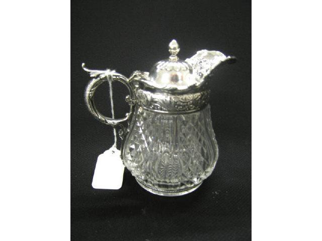 Appraisal: Victorian Silverplate Crystal Syrup Pitcher excellent