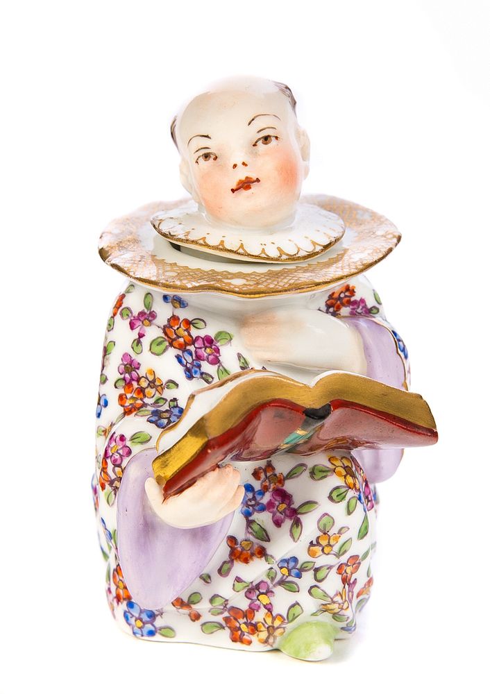 Appraisal: Porcelain Toothpick Cabinet Vase Child figure with book Porcelain Toothpick