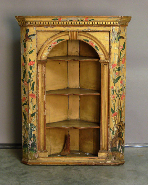 Appraisal: Continental painted corner cabinet th c h x d