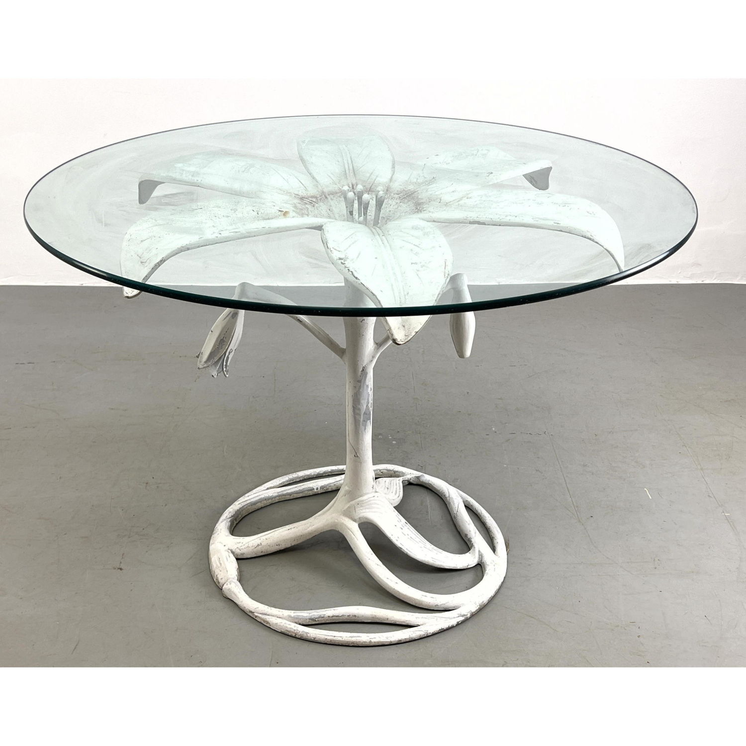 Appraisal: Arthur Court style Aluminum Lily table Dimensions H inches W