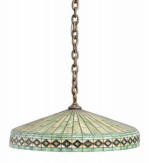 Appraisal: Monumental Arts and Crafts Leaded Glass Hanging Chandelier Probably American