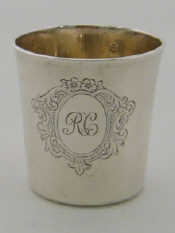 Appraisal: A th century French standard silver beaker with engraved initials