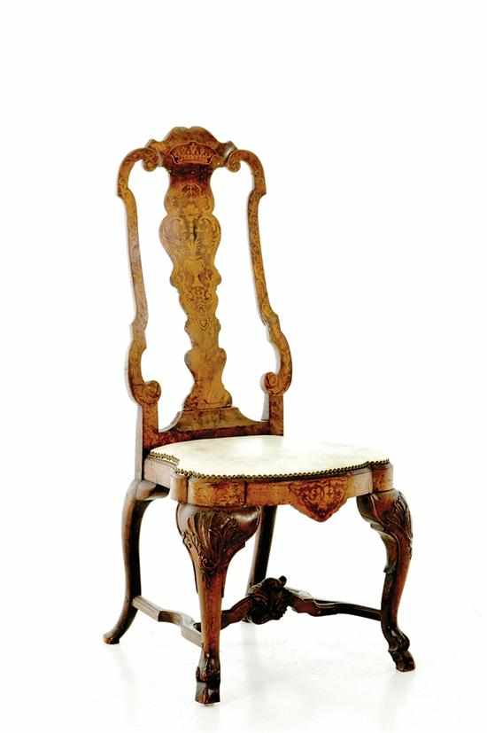 Appraisal: Dutch carved walnut and marquetry side chair late th century