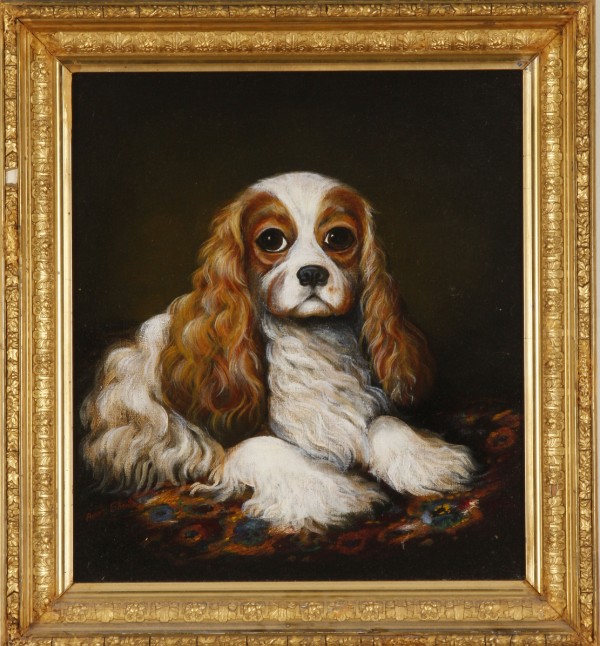 Appraisal: Portrait of a spaniel oil on canvas x SLL also