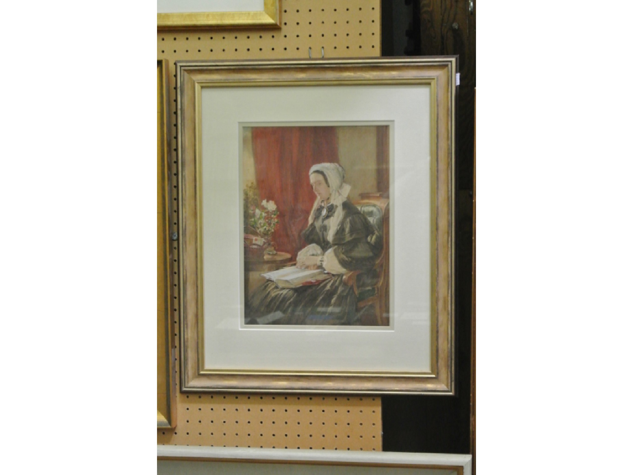 Appraisal: A mid th century watercolour three quarter length portrait of