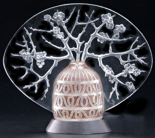 Appraisal: R LALIQUE Veilleuse Branche de Prunus clear and frosted glass