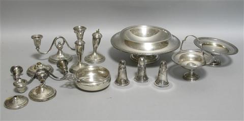 Appraisal: GROUP OF SILVER Including Presnier silver foiled fruit bowl with