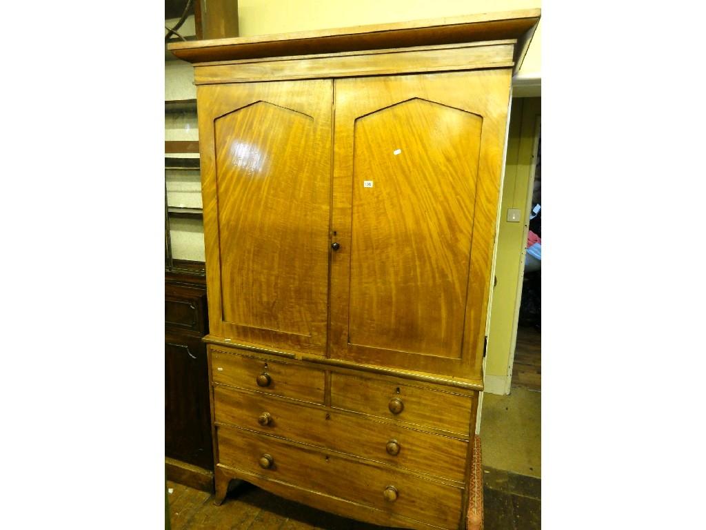 Appraisal: An early th century mahogany linen press the upper section