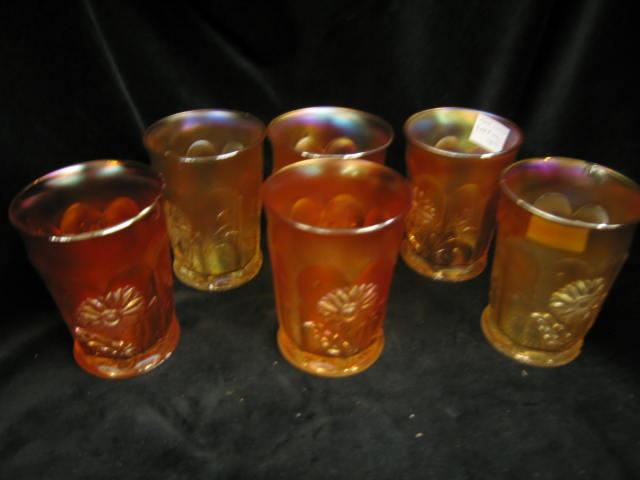 Appraisal: Northwood Carnival Glass Tumblers marigold Sunflower pattern signed two have