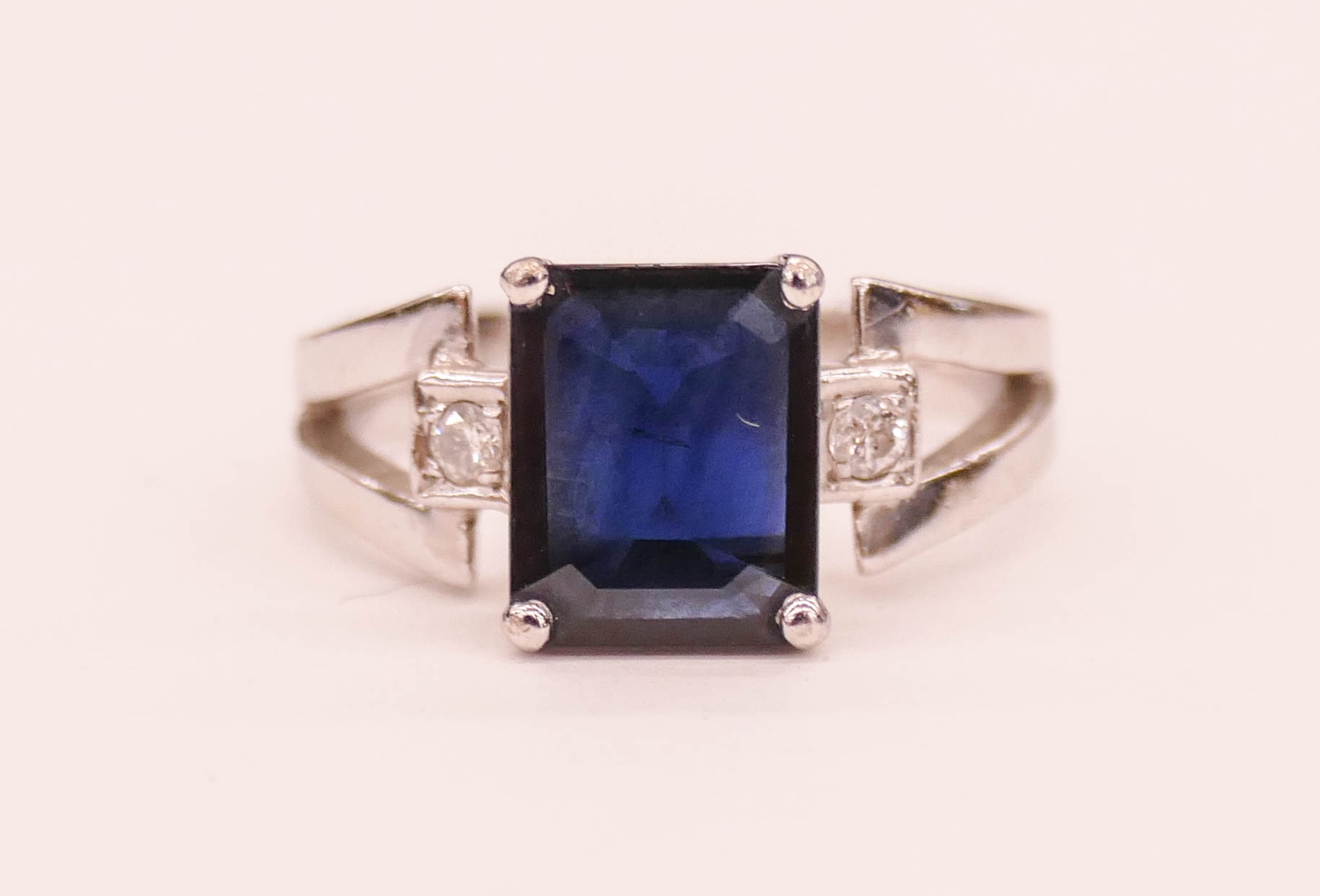 Appraisal: Lady's k Sapphire and Diamond Ring Size Includes one transparent