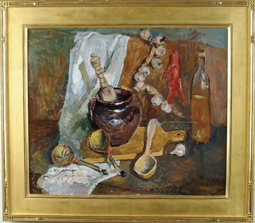 Appraisal: STANISLAV VASILEVICH PETRASHEVSKI Russian - BROWN JUG WITH WOODEN SPOON