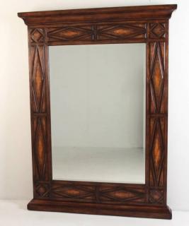 Appraisal: LARGE BEVELED GLASS WALNUT AND BURL MIRROR LARGE DECORATIVE CONTINENTAL