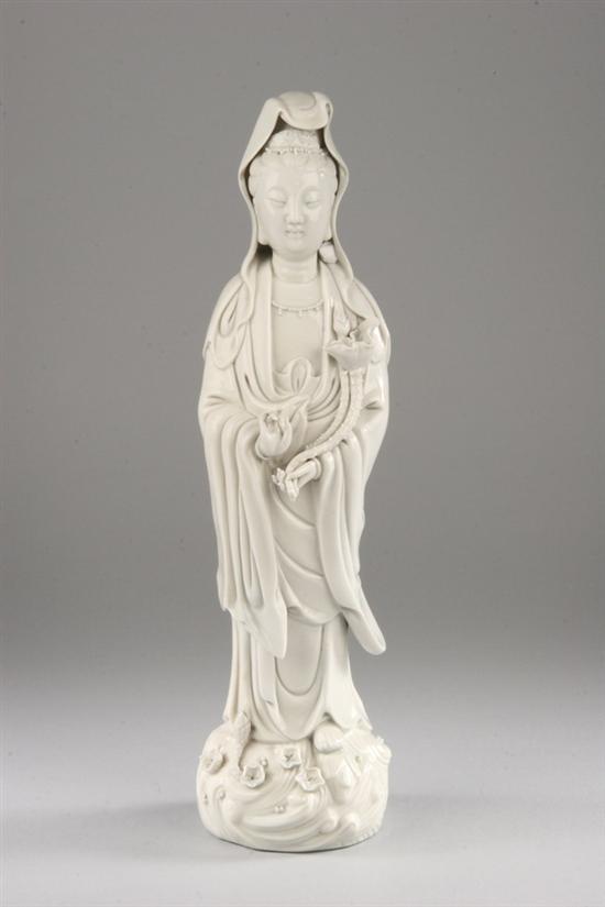 Appraisal: CHINESE BLANC-DE-CHINE PORCELAIN FIGURE OF GUANYIN - in high Good