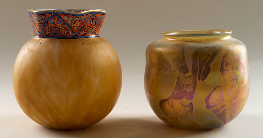 Appraisal: TWO EARLY TH CENT ART GLASS VASES Two early twentieth