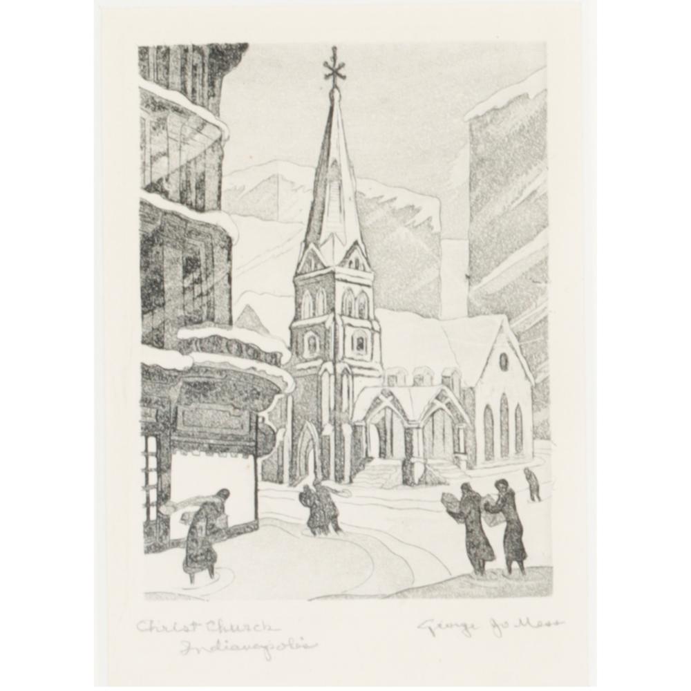 Appraisal: GEORGE JO MESS AMERICAN - CHRIST CHURCH INDIANAPOLIS WINTER SCENE