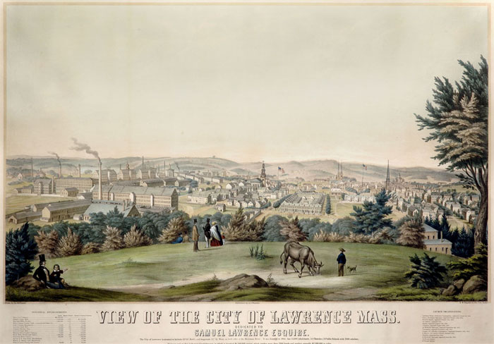 Appraisal: VIEW OF THE CITY OF LAWRENCE MASS Handcolored lithograph by