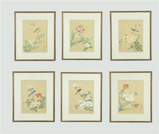 Appraisal: SIX BOTANICAL PAINTINGS ASIA ND HALF- TH CENTURY Gouache on