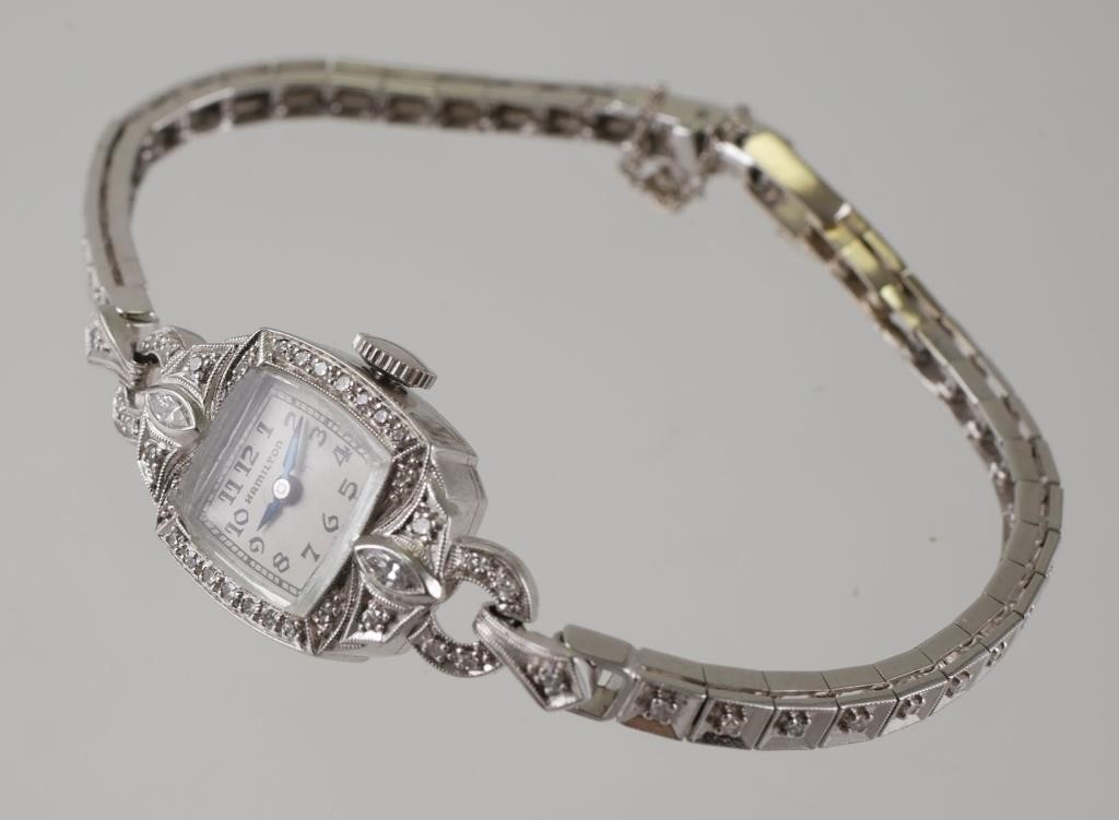 Appraisal: Vintage ladies K white gold diamond manual wind wrist watch