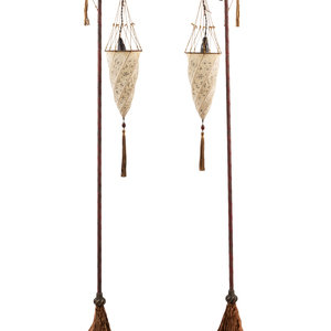 Appraisal: A Pair of Fortuny Cesendello Silk Floor Lamps th Century