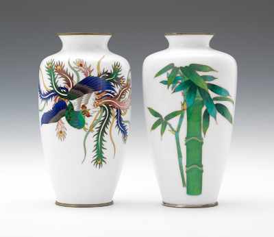 Appraisal: Two Japanese Cloisonne Cabinet Vases One by Sato Both have