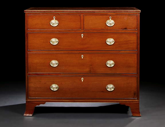 Appraisal: Regency Mahogany Chest early th century the banded rectangular top