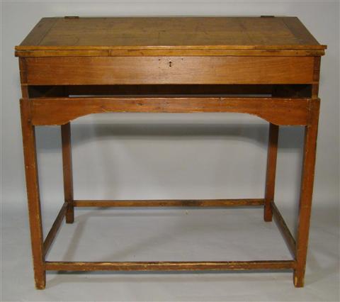 Appraisal: AMERICAN SLANT FRONT PINE SCHOOL DESK ON STAND The hinged