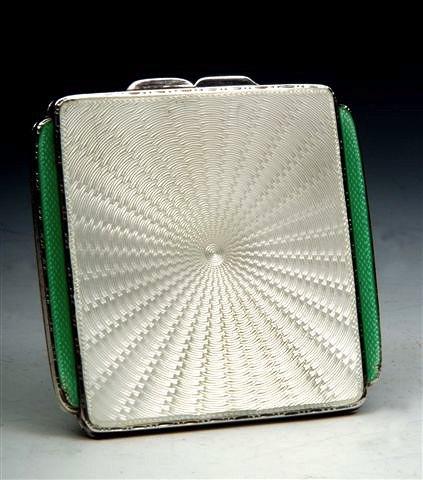 Appraisal: AN ART DECO SILVER AND ENAMEL COMPACT by Asprey Co