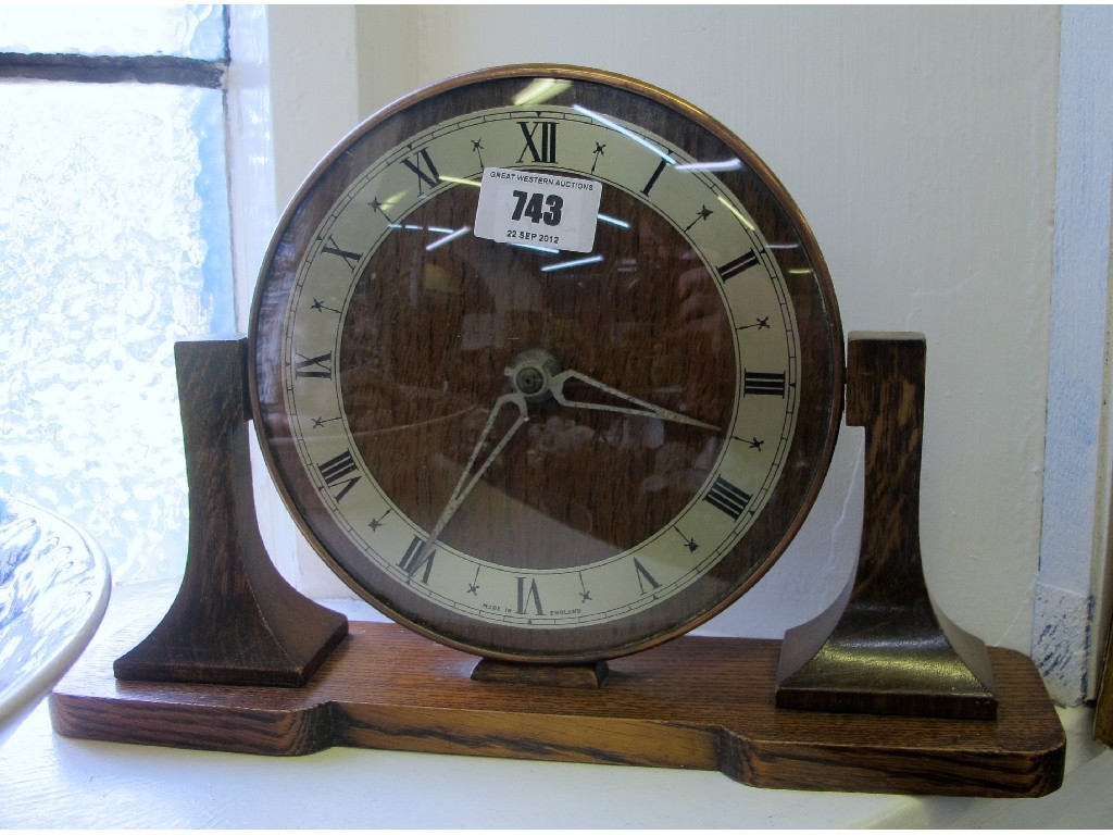 Appraisal: English wood frame mantle clock