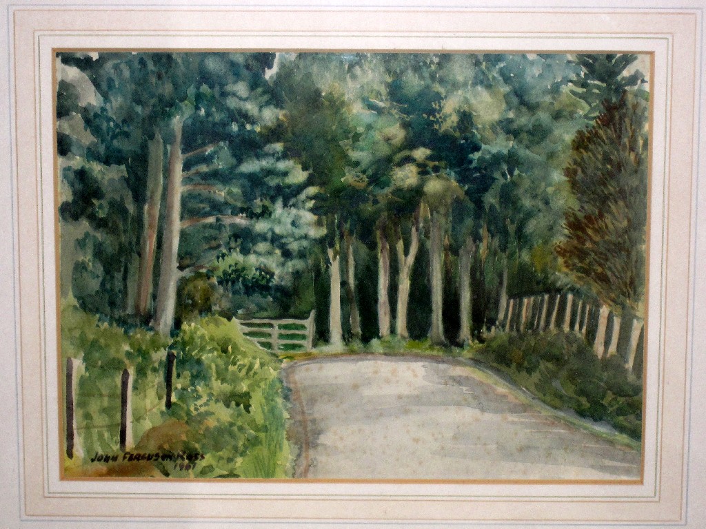 Appraisal: JOHN FERGUSON ROSS Watercolour 'The bend in the road' signed