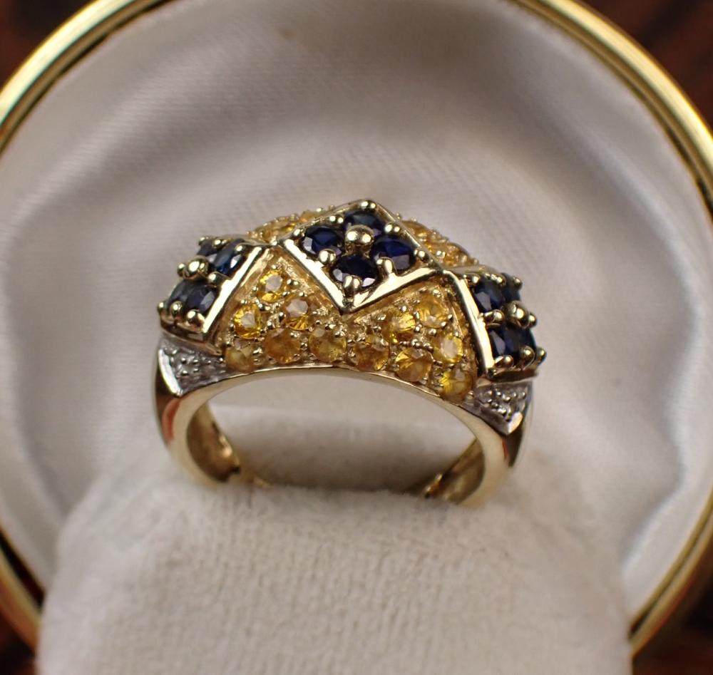 Appraisal: MULTI-COLOR SAPPHIRE DIAMOND AND FOURTEEN KARAT GOLD RING The k