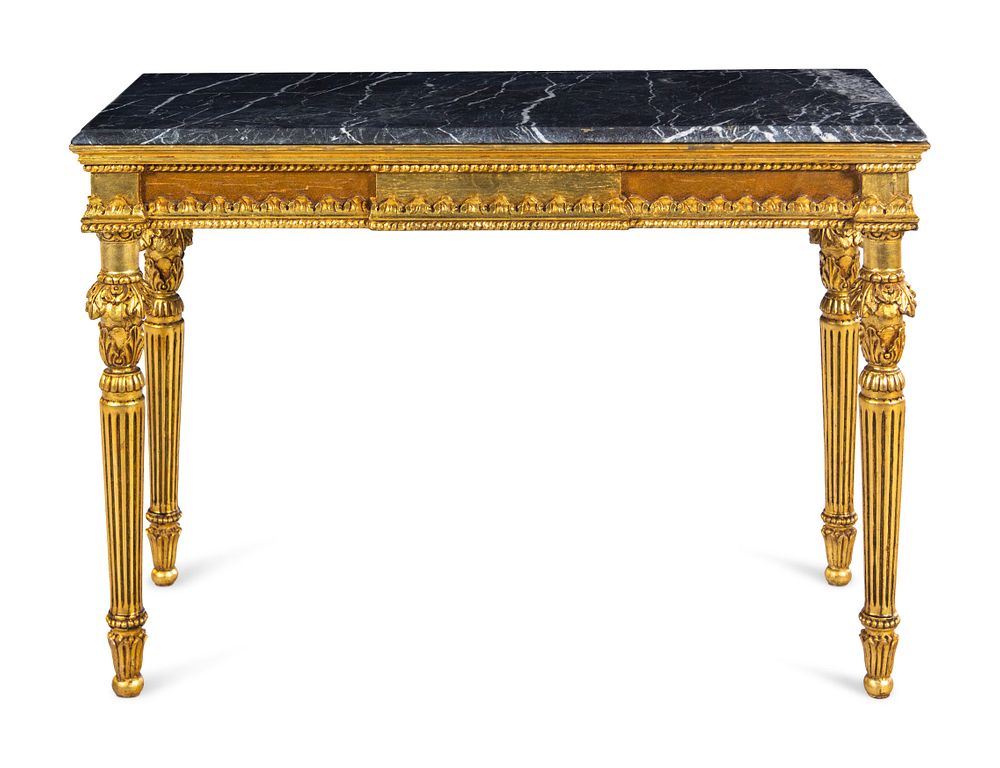 Appraisal: A Louis XVI Style Giltwood Marble-Top Console Table A Louis