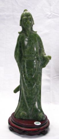 Appraisal: Carved Jade Oriental male figure tall with base in box